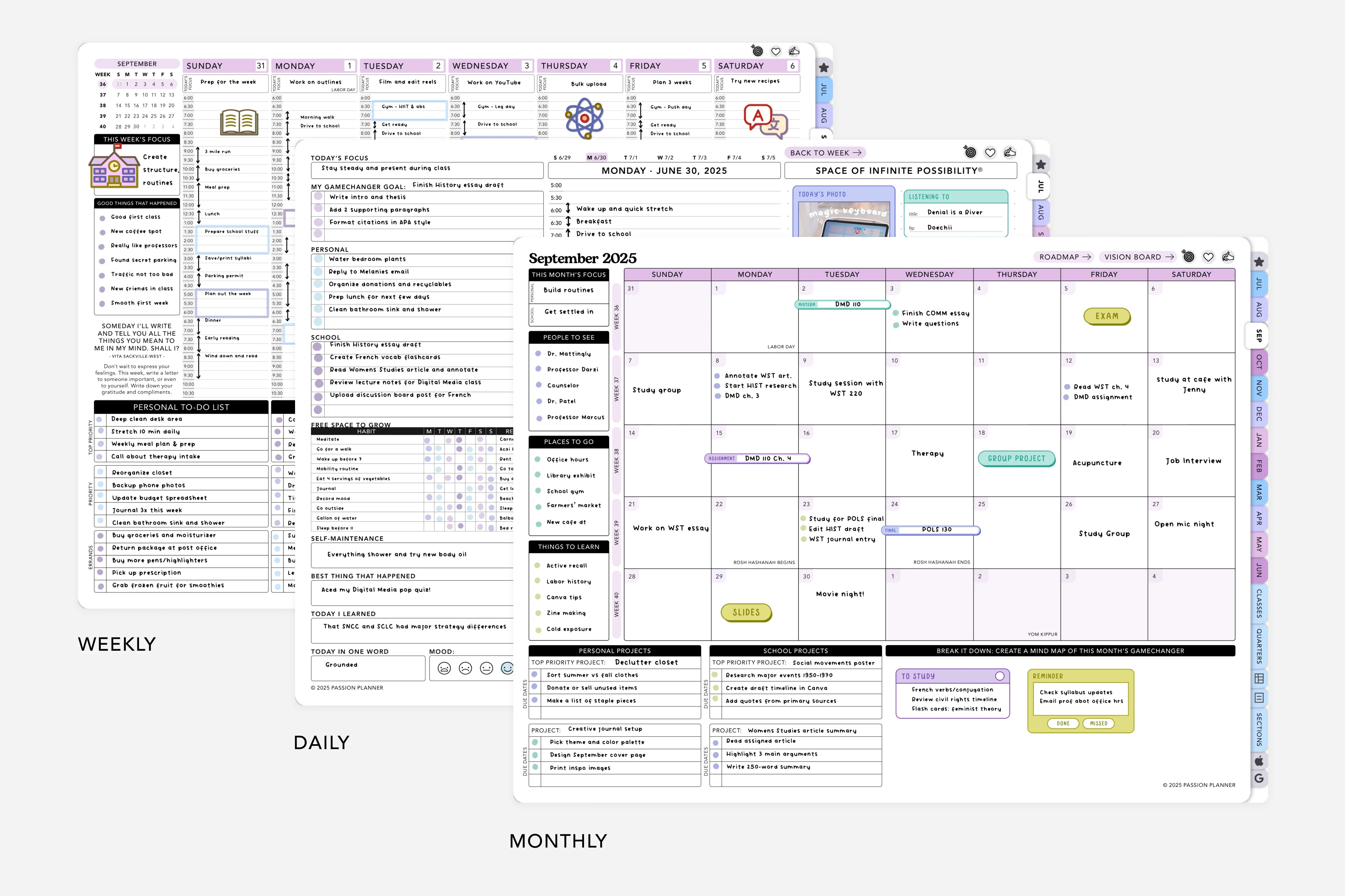 Digital Student Planner - 2025-2026 Weekly & Daily - Dreamy Dusk Bundle - Image 3
